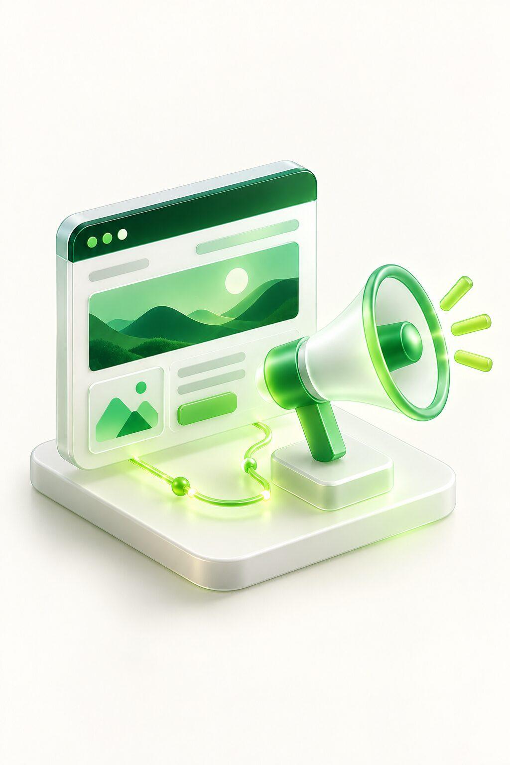 A website and a megaphone together on one platform