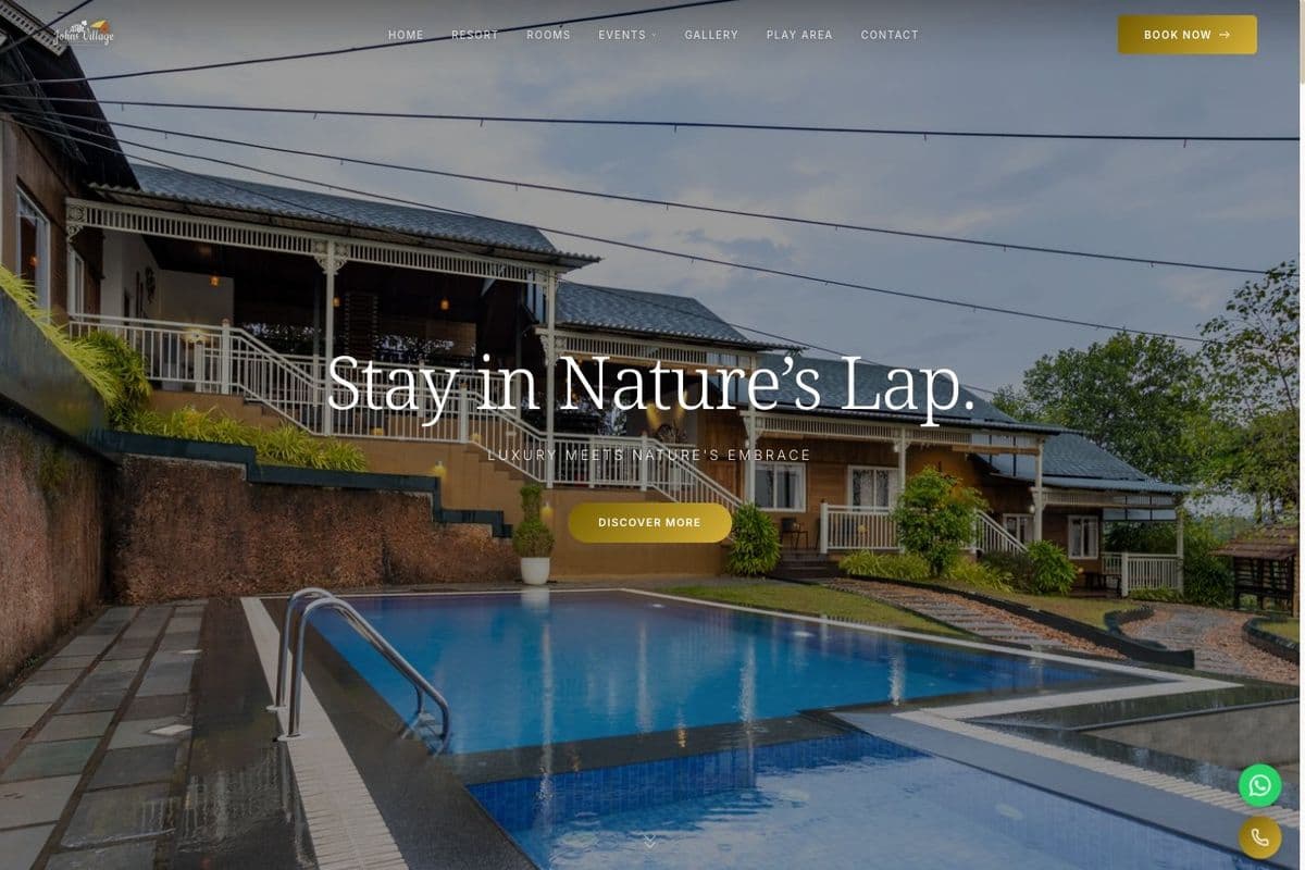 Screenshot of the Johns Village Resort website