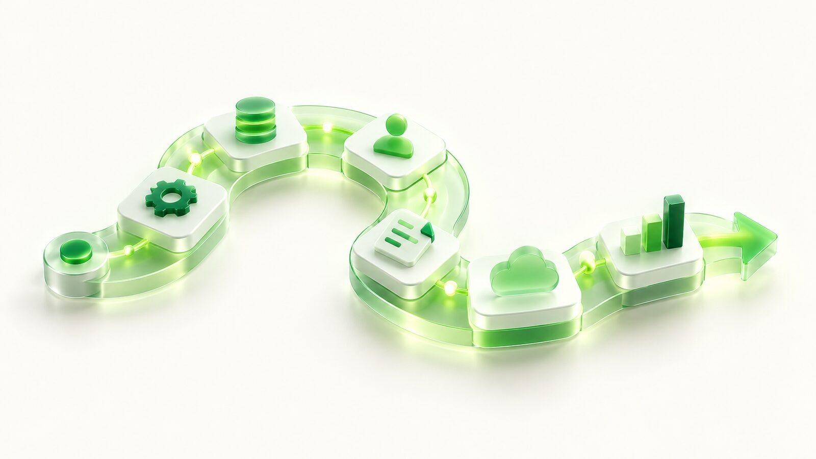 Modular blocks following a winding custom path